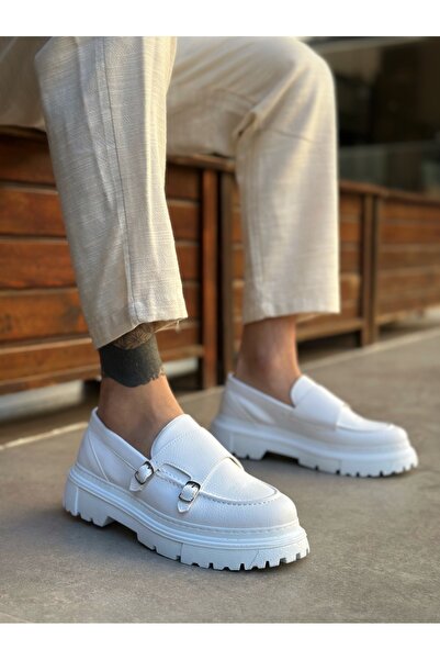 BOA Ba0242 Classic High Sole White Men's Shoes with Buckle