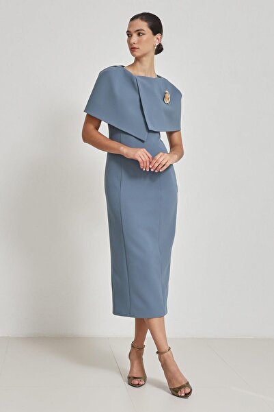 Setre Rochie midi cu detaliu cu guler de cuarț