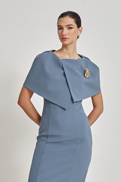 Setre Rochie midi cu detaliu cu guler de cuarț