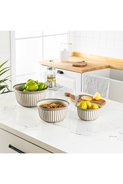 Stile Cucina 12-Piece Economical Linea Round Bowl Set Anthracite 4X(1 Liter- 2 Liter- 3 Liter)