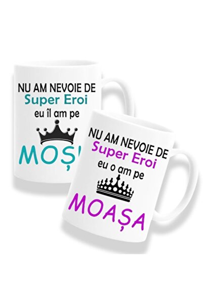 OEM Set 2 căni personalizabile pentru nași cu mesajul: Nu am nevoie de supere...