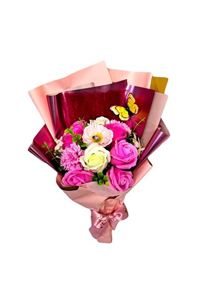 velve Buchet floral Wink, cu trandafiri din sapun, garoafe si plante artizana...