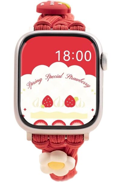 GeekShare سوار ساعة ستروبيري متوافق مع ساعة Apple Watch Series 1-9 SE، 38/40/...