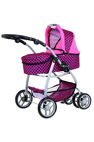 Evelise Καρότσι κούκλας 2 σε 1, ροζ/μαύρο