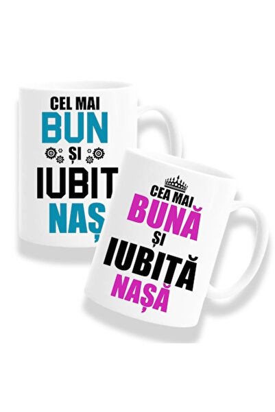 OEM Set 2 căni personalizate pentru nași cu mesajul: „Cea mai bună și iubită ...