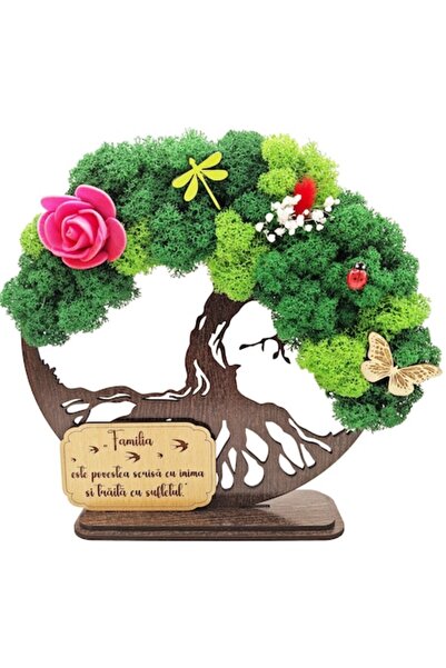 OEM Cadou Copacul Vietii, cu licheni stabilizati, din lemn wenge, „Familia”, ...
