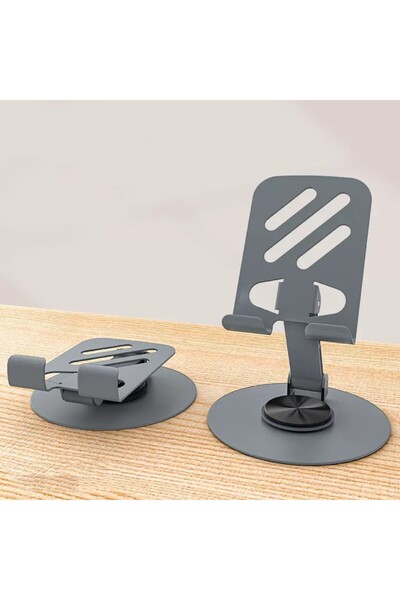 Universal Flippy Rotating Foldable Metal Mobile & Tablet Stand, Gray