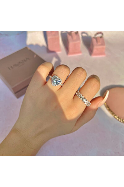 HAVANA JEWELLERY Inel LOVE STORY din Argint 925 placat cu Rodiu si Cristale Swarovski