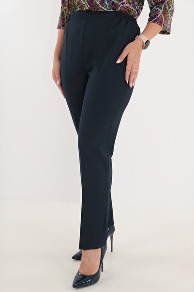 Trend Land Classic long pants made of navy blue fabric with elastic waist