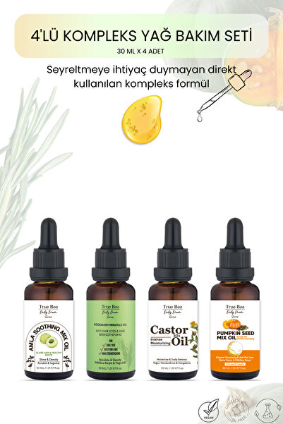 True Bee Saç'ın Süper 4'lüsü Hızlı Uzatma, Oluşumu, Gürleştirme Destekli Kompleks Bakım Yağ Seti
