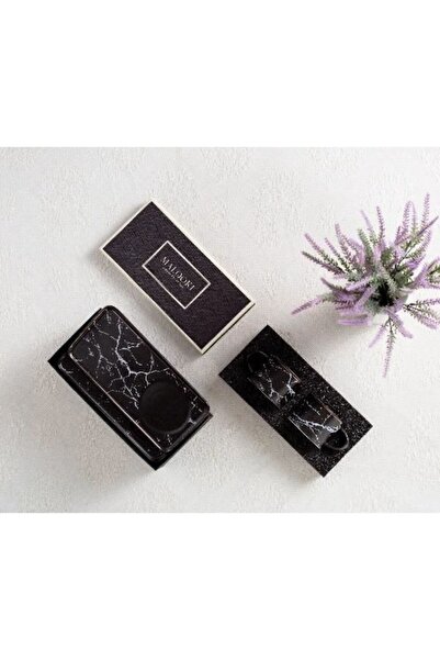 Malooki Set of 2 cups with 2 saucers, 200 ml - black