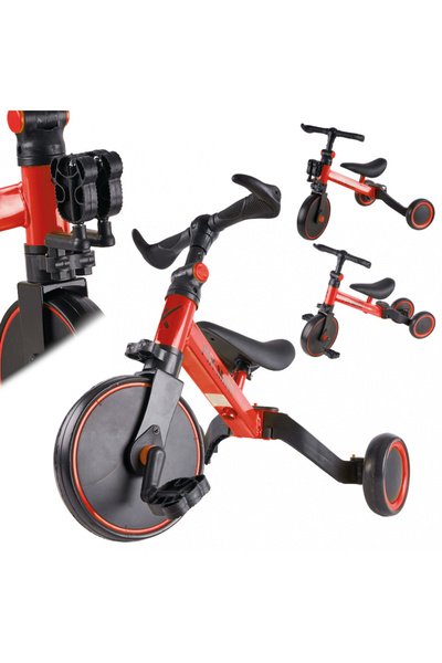 Ikonka Trike Fix Red children's tricycle with pedals, 3 in 1, adjustable handlebar and saddle, steel frame