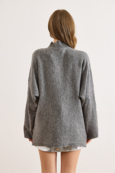 Olalook Women's Smoked Stand Collar Soft Textured Washable Batwing Knit Sweater Kzk-19001005