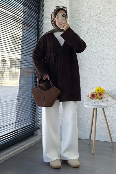 MELEK ARAZ Anvelop Tie-Up Soft Knitwear Kimono – Brown