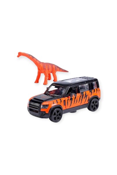 KIZIL مجموعة ألعاب سيارات وديناصورات - 6843-2D - برتقالي (ليسينيا)