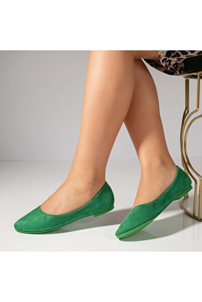 Modlet.ro Women's green suede ballerinas MOD11726