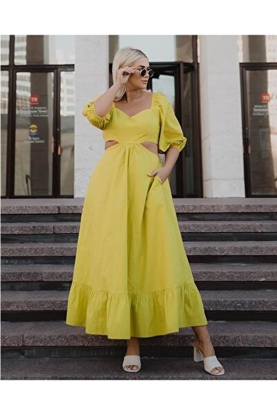 Belora The Drop maxi dress for women, with lace-up waist and cut-out back, gr...