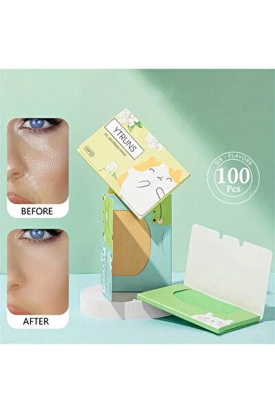 Mucha Yağ Emici Yüz Kağıdı – 100’lü Kutulu, Bitki Özlü, Pratik Cilt Temizleme