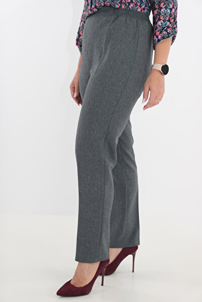 Trend Land Classic long pants made of gray fabric with elastic waist