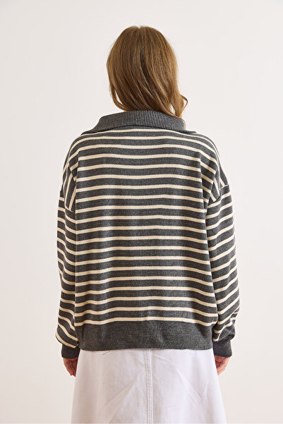 Olalook Pulover de tricotat casual pentru femei, cu guler înalt, cu fermoar, KZK-19001001