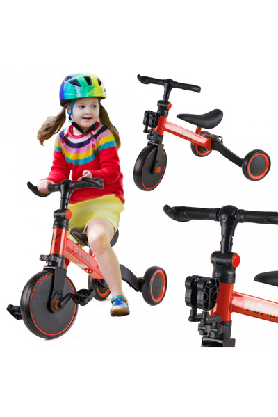Ikonka Trike Fix Red children's tricycle with pedals, 3 in 1, adjustable handlebar and saddle, steel frame