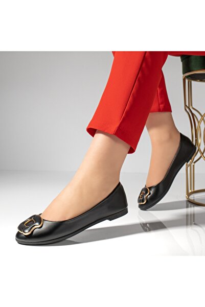 Modlet.ro Balerini negri pentru femei cu detalii metalice MOD11198