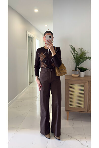 BİRCANÇİL بنطلون جينز مستقيم من أولوين بلون بني مرير