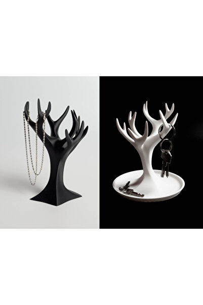 İN3DEX منظم مجوهرات باللونين الأسود والأبيض مقاس 15 × 15 سم