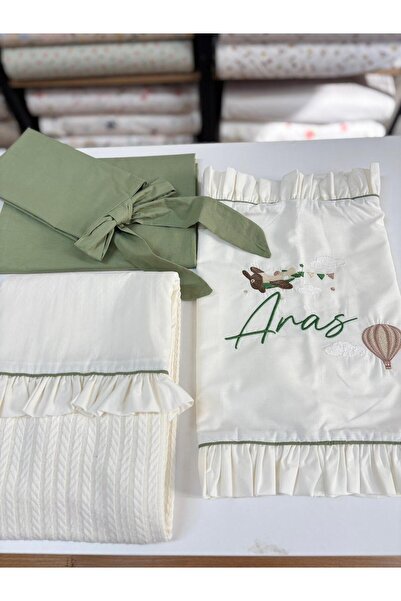 GAYE EV TEKSTİLİ طقم بيكيه أطفال مطرز ومعتمد من القطن بنسبة 100%