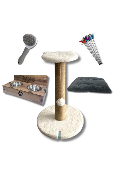 Nursoft Kedi Oyun ve Bakım Seti (Özel İsimli Mama Kabı, Tırmalama Tahtası, Ol...