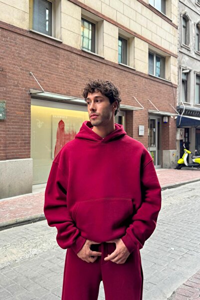 Flaw Wear Osnovni Hoodie Bordo Crvena