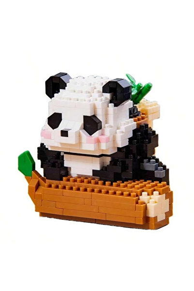 Innovium ™ Building Set - Panda on Bamboo Log, 378 ABS Pieces, 7.4×7.8×7 cm