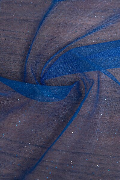 Kumaş Deposu Țesătură Victorian Glitter Tulle în albastru cobalt culori