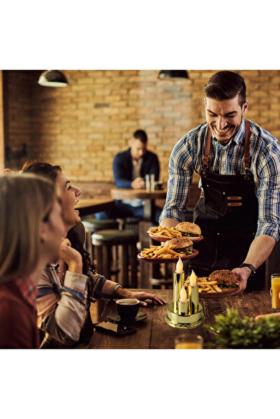 zola Διακόσμηση με 3 κεριά LED με φλόγα, κερί, με μπαταρία, πλαστικό, 8,6 x 14 cm, χρυσό