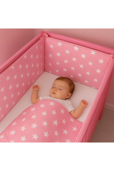 Jaju Baby (4 حواف) 70x140 أرضية وردية اللون مع حماية حواف النجوم البيضاء مقاس...