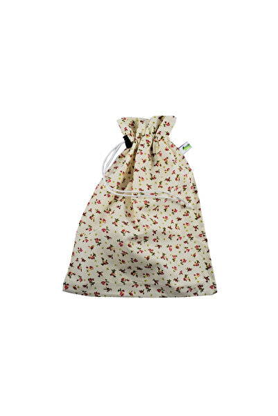 VeraGreen Bag, padded bag for bread 2-3 kg, made of fabric, with drawstring and stopper, flowers, size L