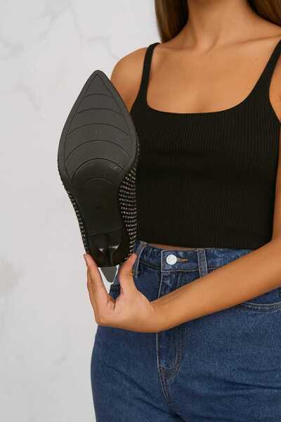 Blacktavern TAŞLI SİVRİ BURUN ABİYE ŞIK TOPUKLU ÇİZME