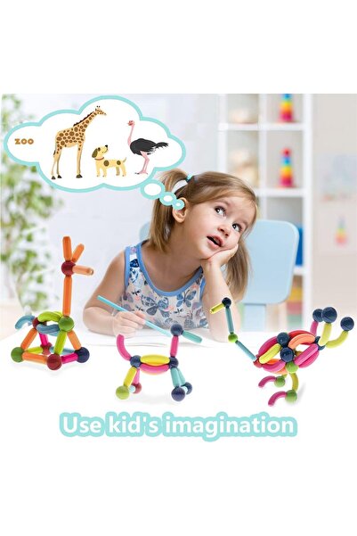 GGEROU Magnetic Balls and Rods Set, Educational Magnet Building Sticks Blocks 3D Puzzle Toy for Kids