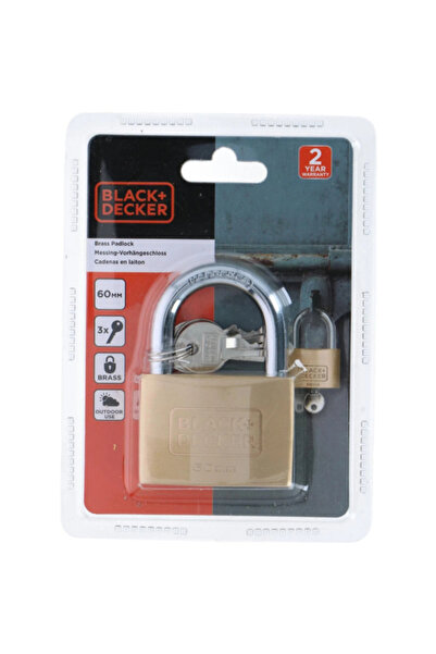 Black&Decker Weather-Resistant Brass Padlock with Key 60mm