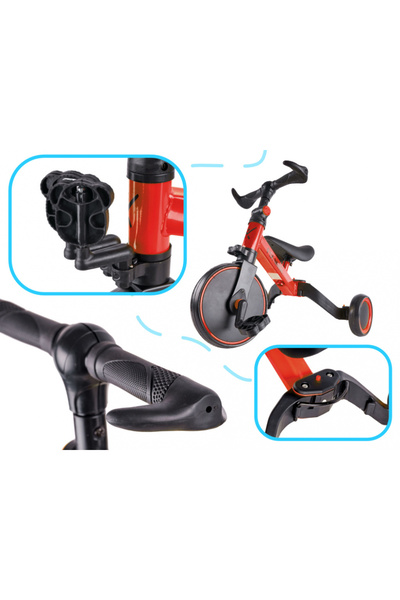Ikonka Trike Fix Red children's tricycle with pedals, 3 in 1, adjustable handlebar and saddle, steel frame