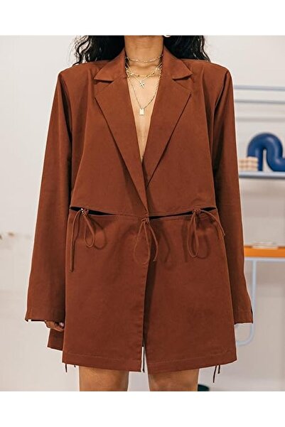 Belora Jachetă de damă cu curea, mărimea XL, culoare maro