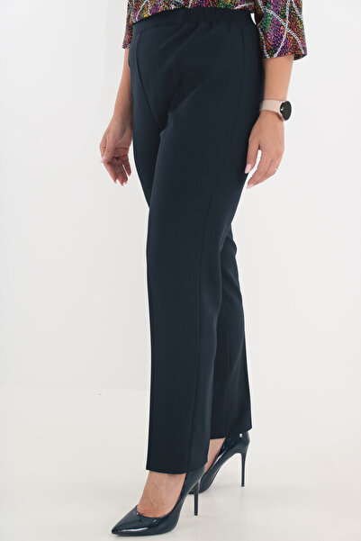 Trend Land Classic long pants made of navy blue fabric with elastic waist
