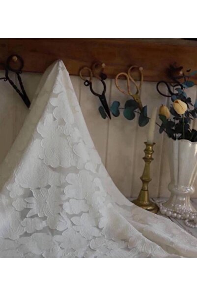 Parça Kumaş Dünyası İpeke•r Yakma Keten Kumaş Beyaz Renktedir