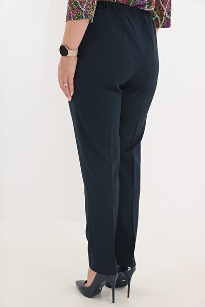 Trend Land Classic long pants made of navy blue fabric with elastic waist