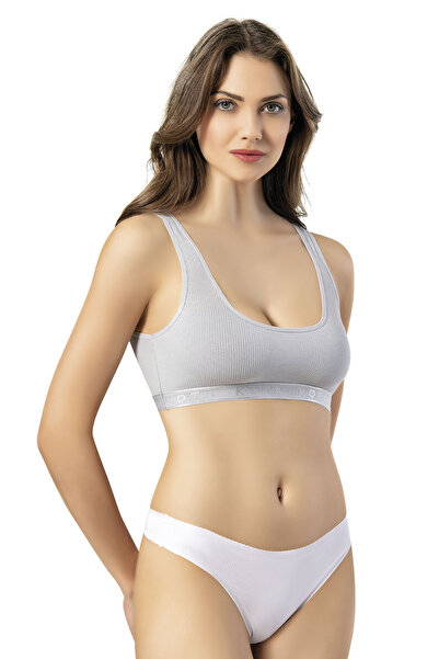 Astra Plus Women's Flat-Padded Detail-Camisole Bustier Wide Straps Gray 6-Piece - Gray - Astpskou-6A43G0-Gri