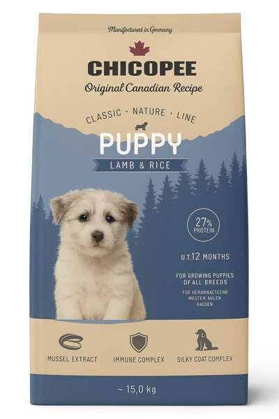 Chicopee Hrana pentru catei junior cu miel si orez 15KG