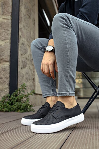 Zerenyus Ανδρικά παπούτσια Rexo Premium Casual Daily Μαύρα Λευκά