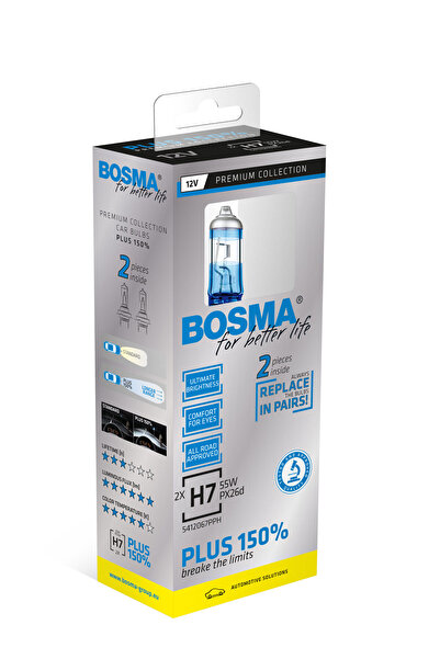 Bosmax H7+150% 12V 55W PX26d Bosma 2 buc/set