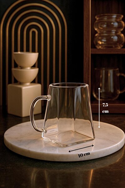 Kırmızı Beyaz Home Isıya Dayanıklı Cam Kupa Bardak – Modern Minimalist Tasarım