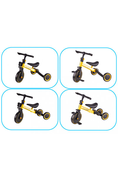 Ikonka Trike Fix Yellow children's tricycle with pedals, 3 in 1, adjustable handlebar and saddle, frame made of